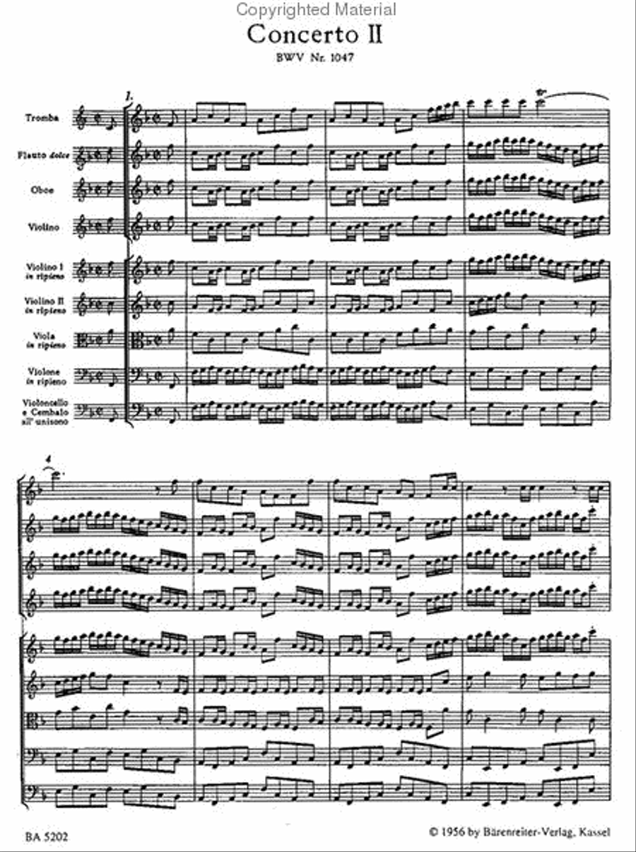 Brandenburg Concerto, No. 2 F major BWV 1047 Oboe scores gallery preview page 2