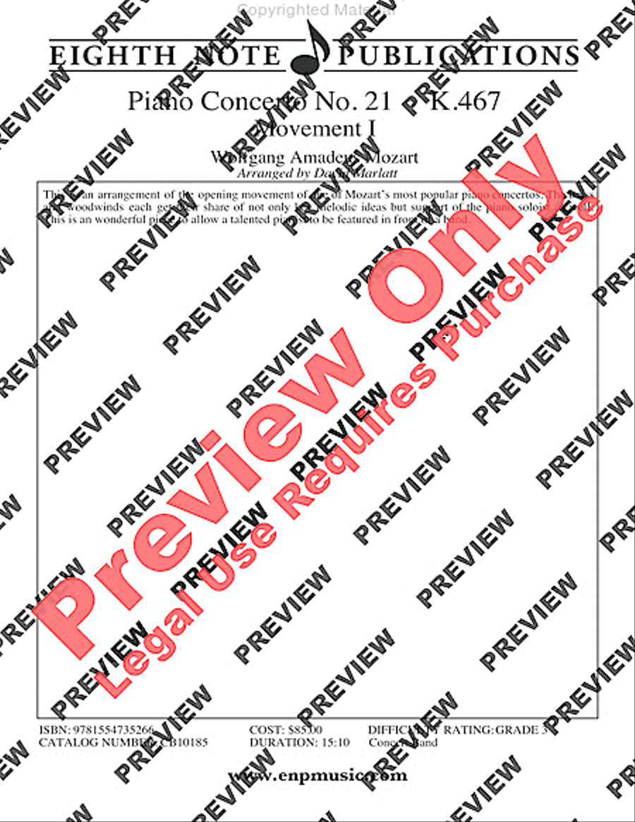 Piano Concerto No. 21, K. 467 (Movement I) Concert Band scores gallery preview page 3