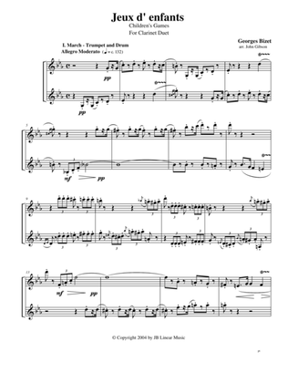 Bizet - Children's Games for Clarinet Duet