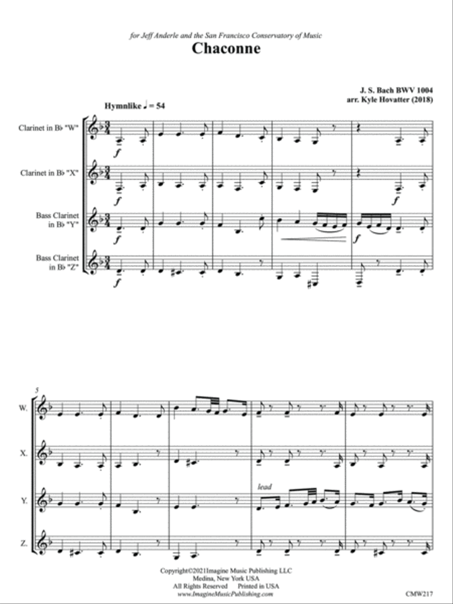 Chaconne Chaconne Clarinet Quartet scores gallery preview page 3
