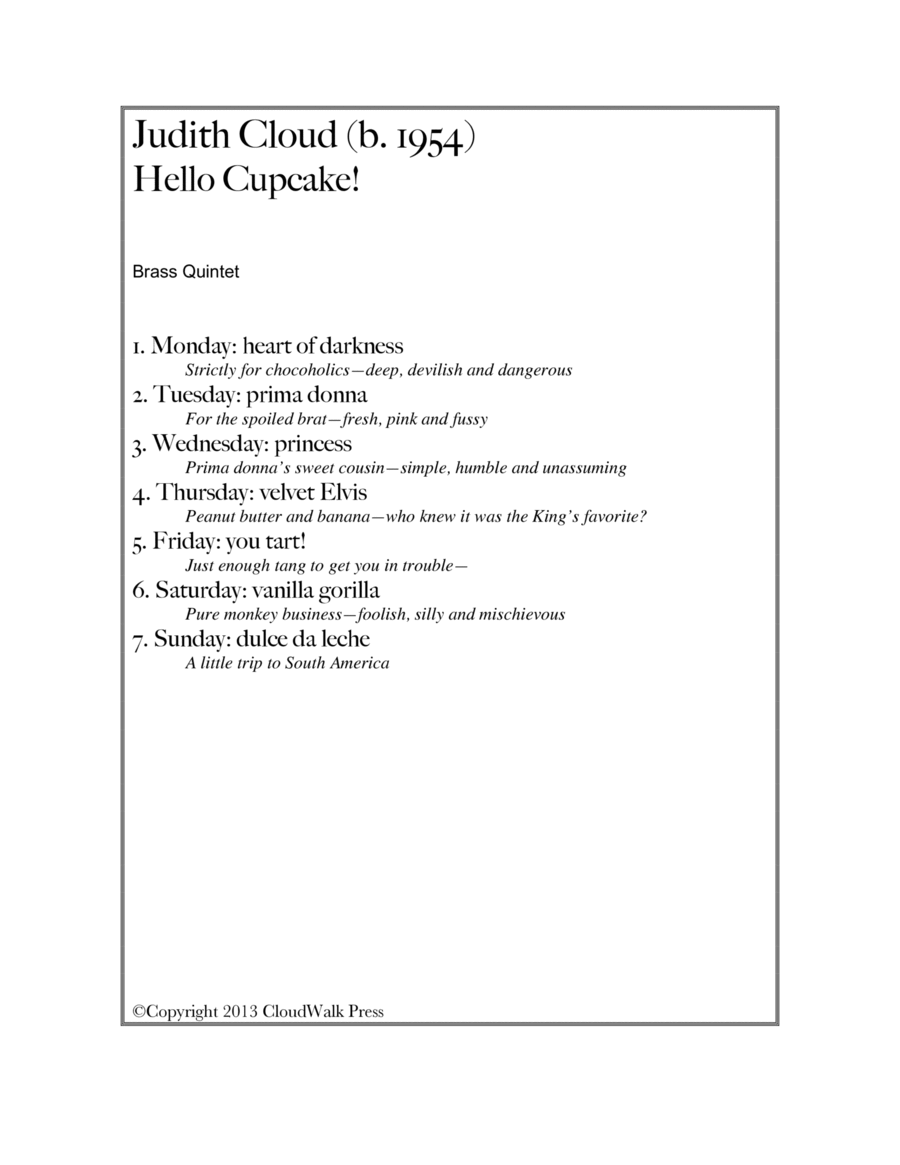 Hello Cupcake! for Brass Quintet Brass Quintet scores gallery preview page 1