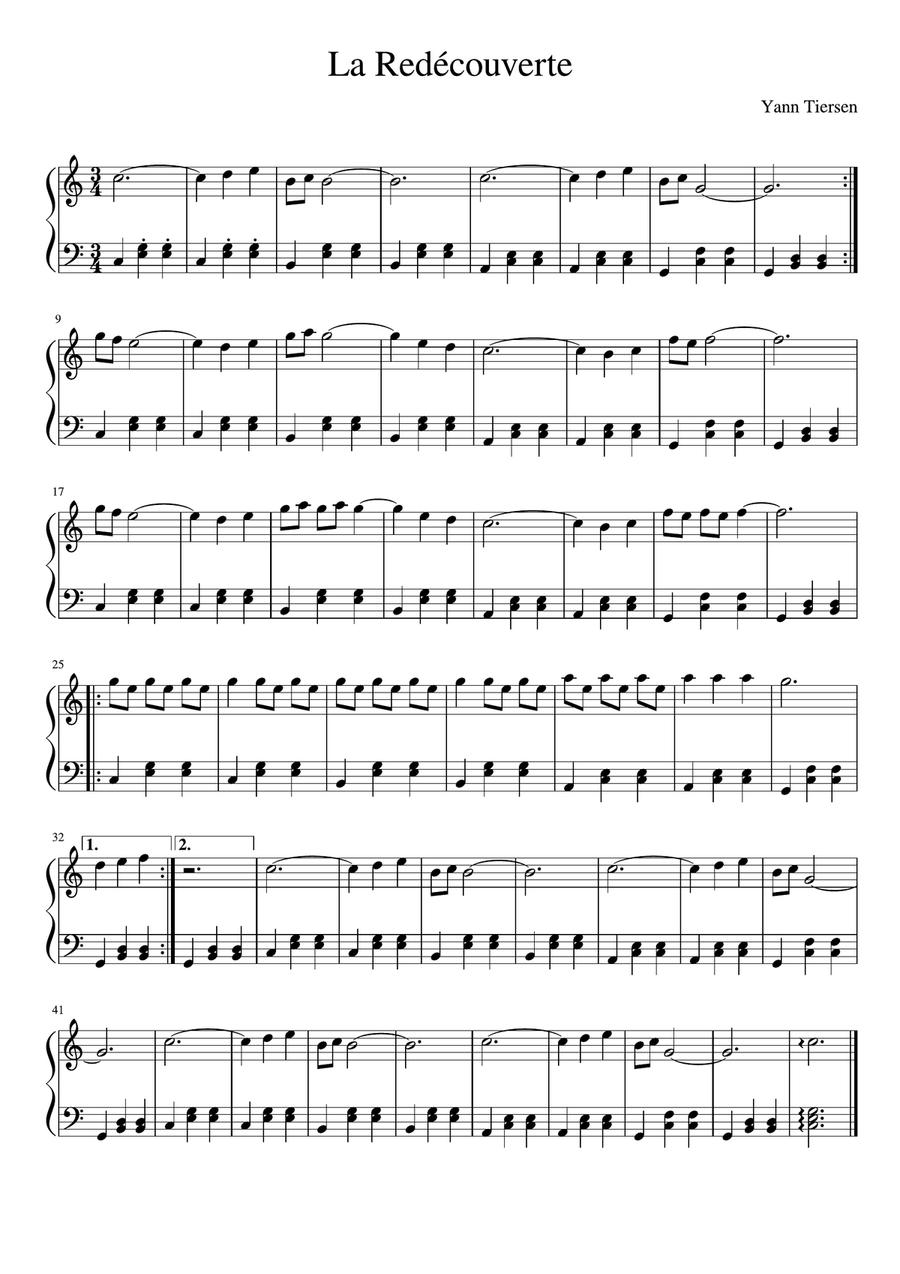 Fabuleux Destin D'amelie Poulain Easy Piano scores gallery preview page 1