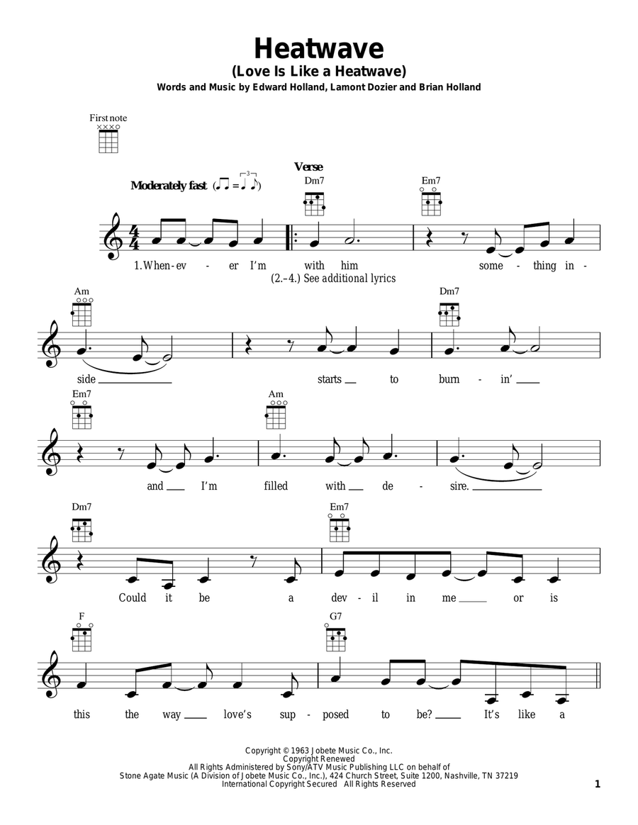 Heatwave (Love Is Like A Heatwave) Ukulele scores gallery preview page 1