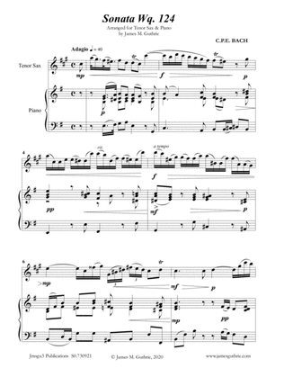 CPE BACH: Sonata in E Minor WQ124 for Tenor Sax & Piano