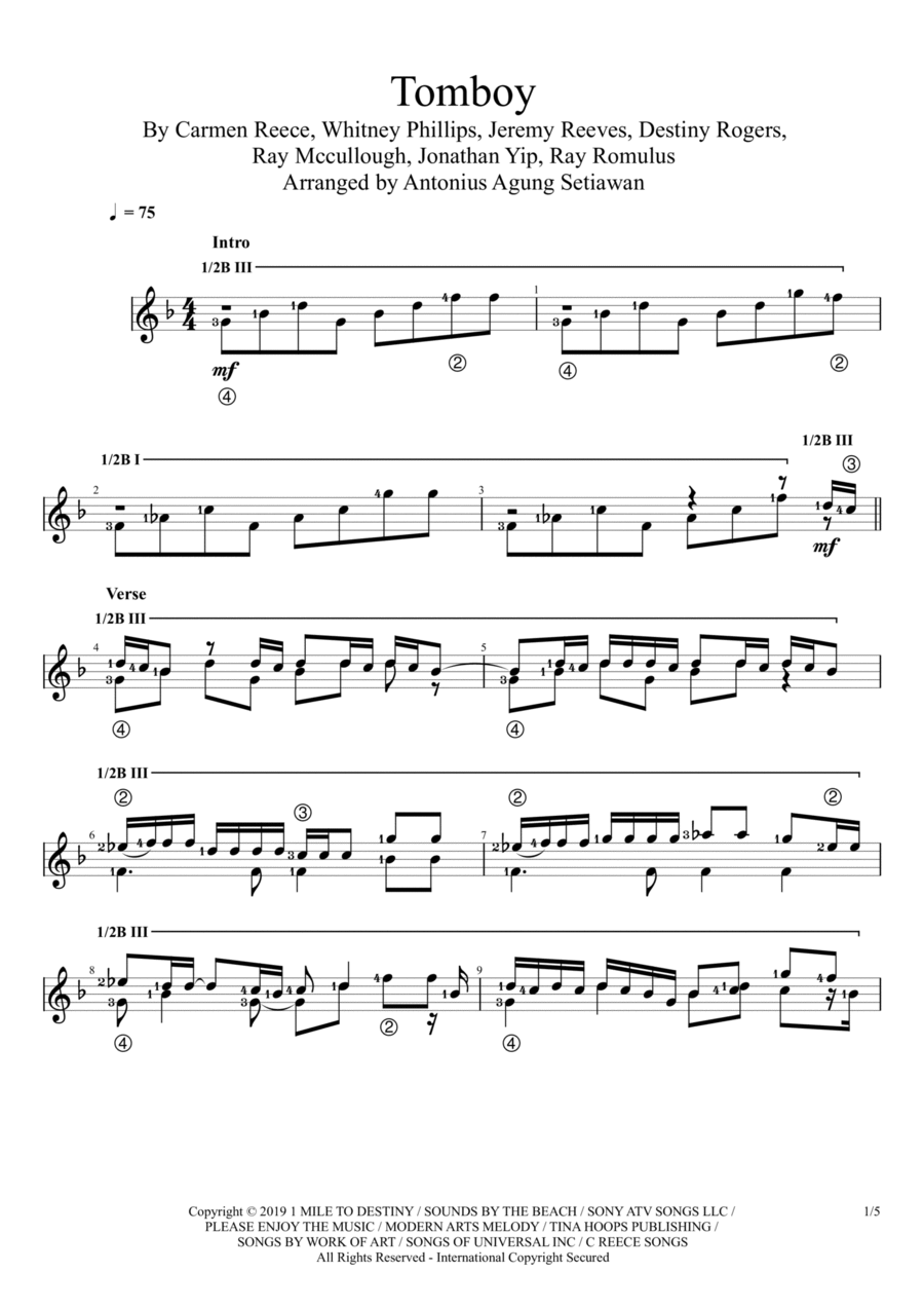 Tomboy Tomboy Guitar Solo scores gallery preview page 1