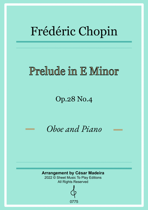 Book cover for Prelude in E minor by Chopin - Oboe and Piano (Full Score and Parts)