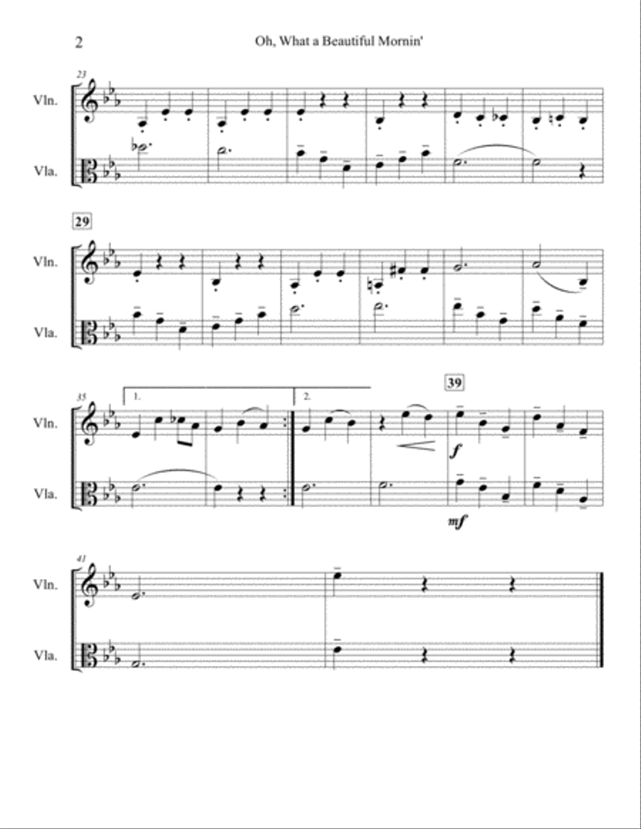 Oh, What A Beautiful Mornin' String Duet scores gallery preview page 3