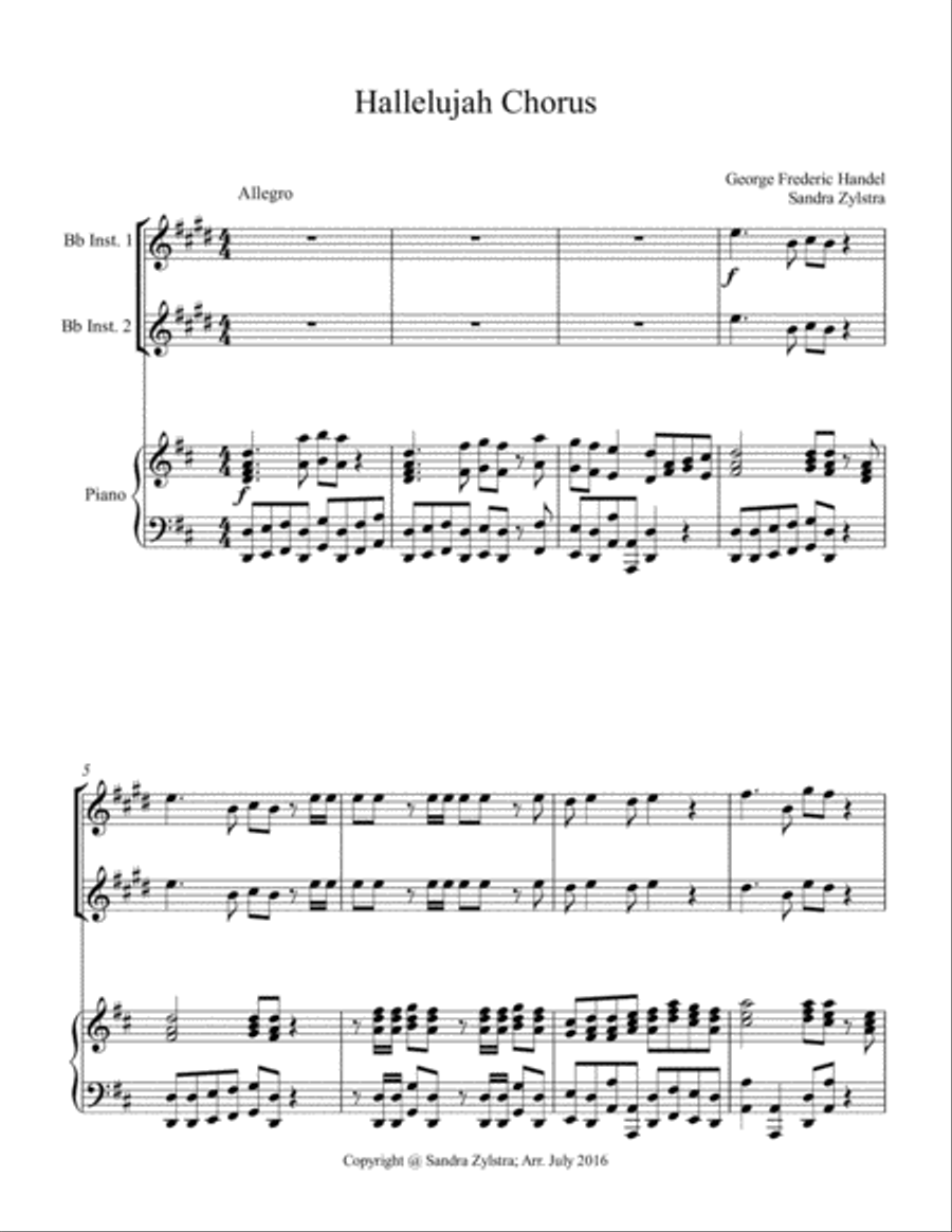 Hallelujah Chorus (treble Bb instrument duet) Choir scores gallery preview page 2