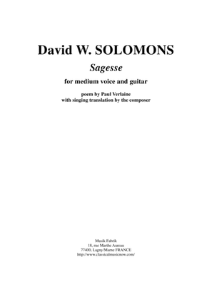 David Warin Solomons: Sagesse for medium voice and guitar