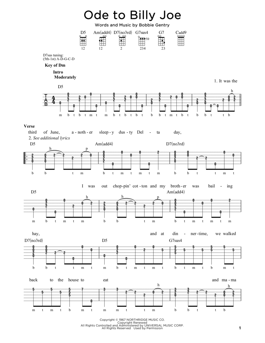 Ode To Billy Joe Banjo scores gallery preview page 1