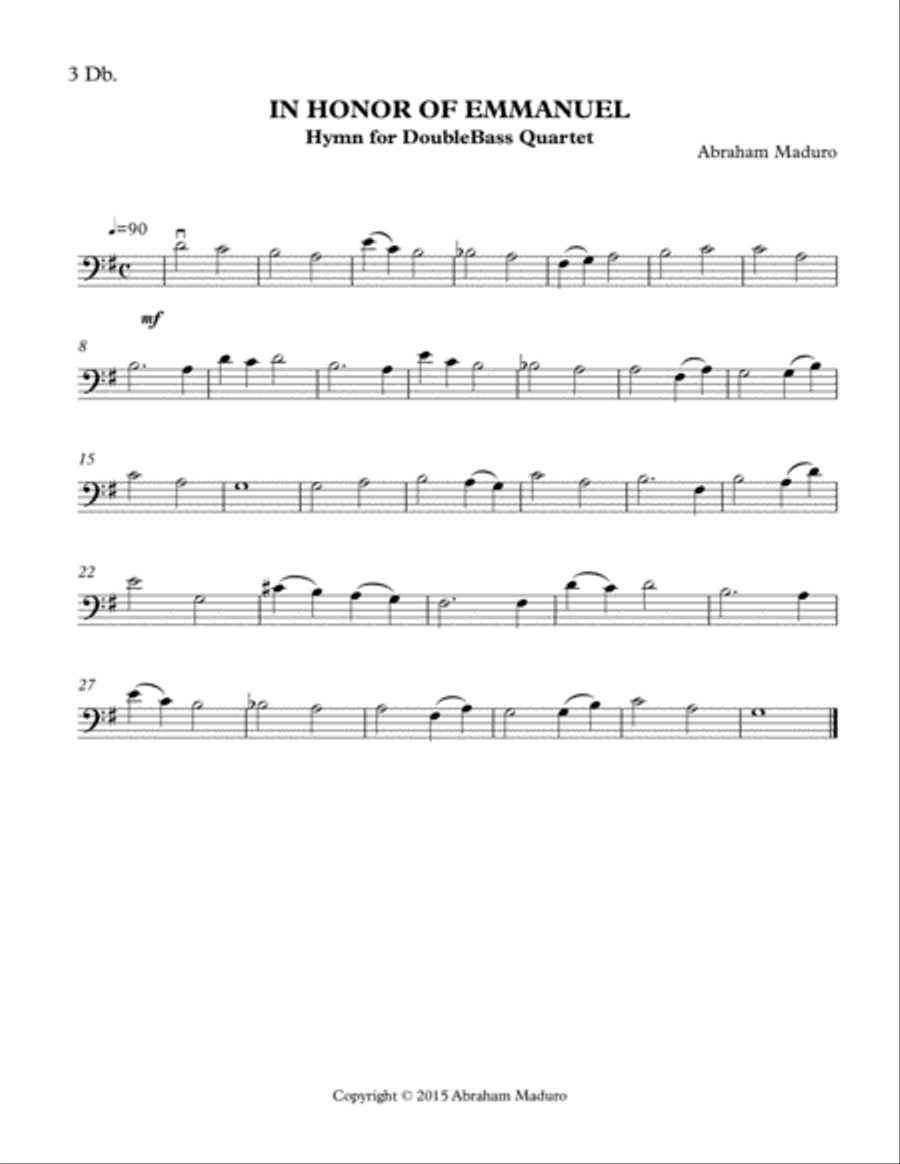 In Honor of Emmanuel Double Bass Quartet String Quartet scores gallery preview page 5