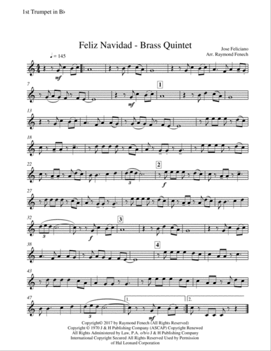 Feliz Navidad Brass Ensemble scores gallery preview page 4
