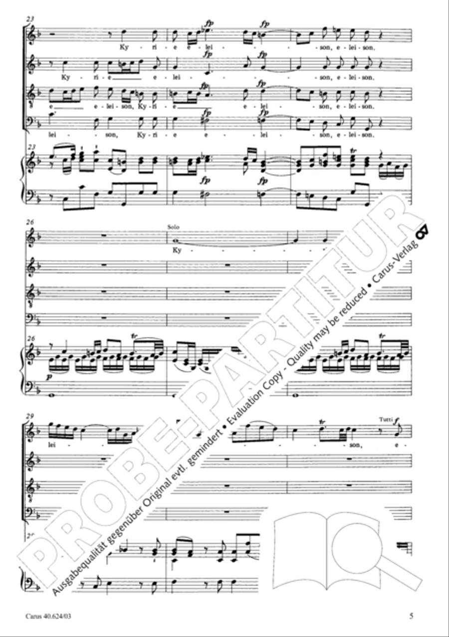 Missa brevis in F major 4-Part scores gallery preview page 6