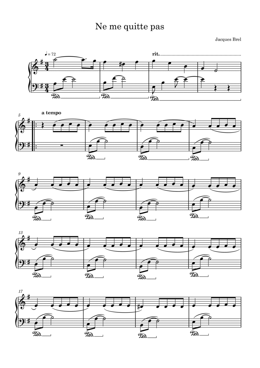 Ne Me Quitte Pas Piano Solo scores gallery preview page 1