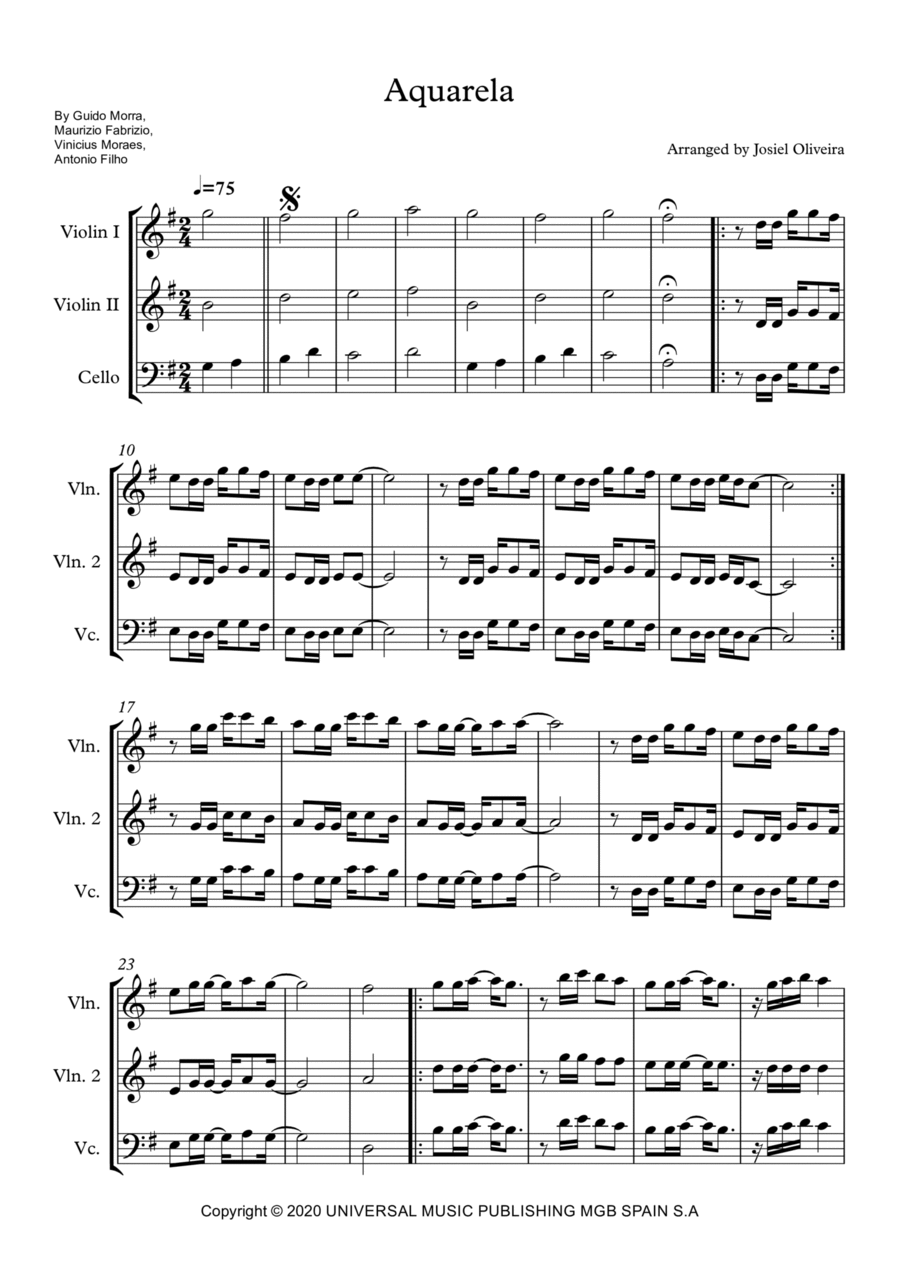 Aquarela-toquinho Aquarela-toquinho String Trio scores gallery preview page 1