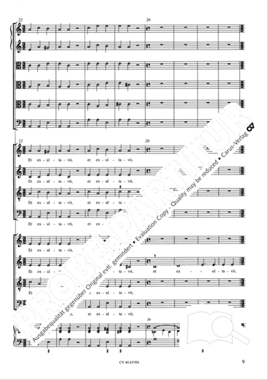 Magnificat a 8 voci con 6 vel 10 istromenti 4-Part scores gallery preview page 5