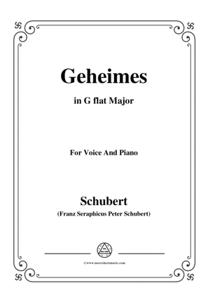 Book cover for Schubert-Geheimes,Op.14 No.2,in G flat Major,for Voice&Piano