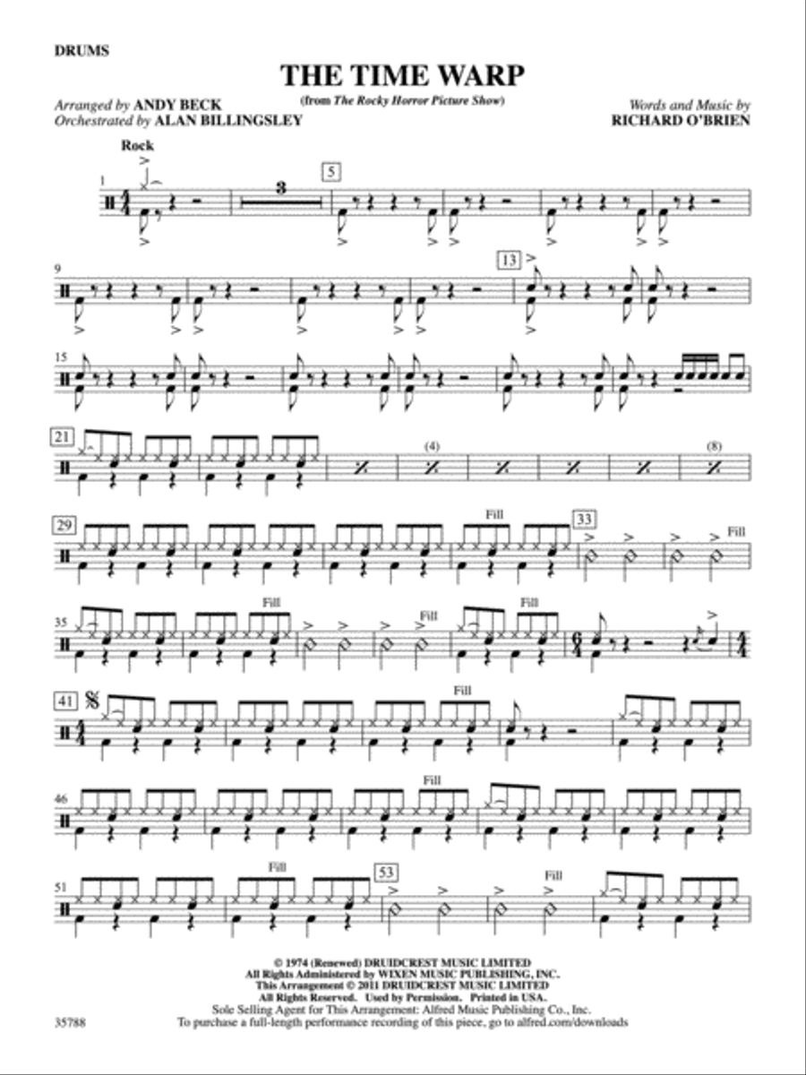The Time Warp (from The Rocky Horror Picture Show): Drums Drums scores gallery preview page 1