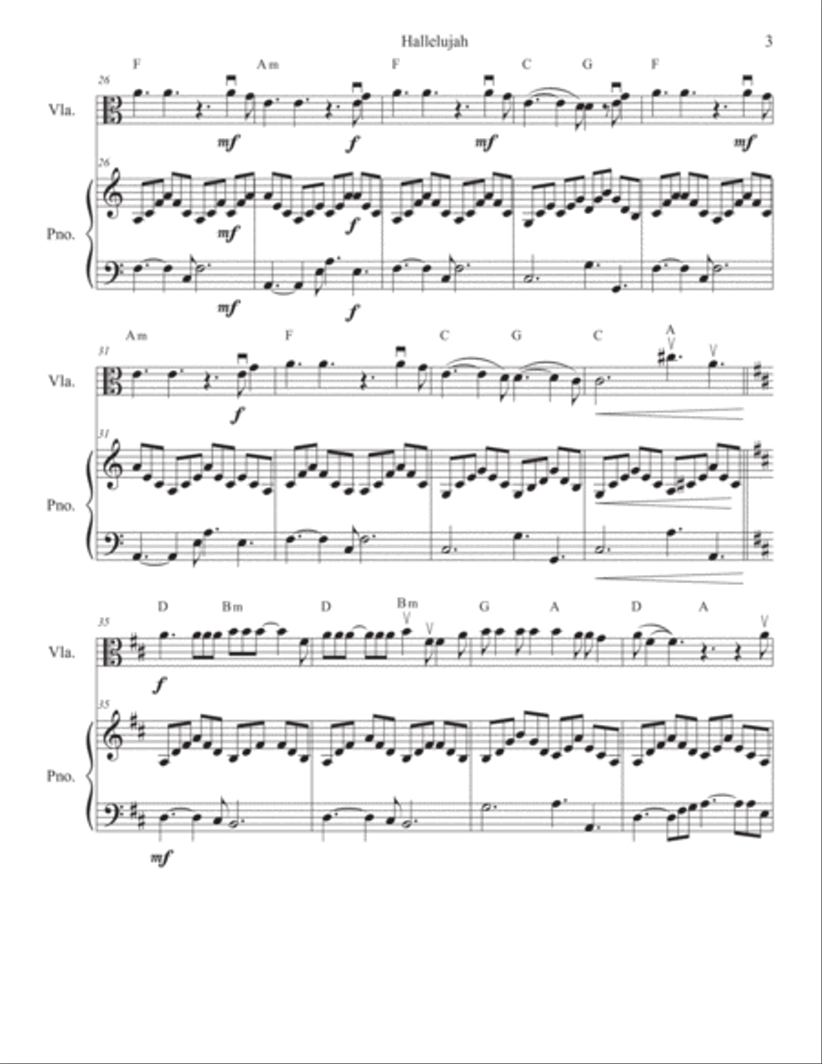 Hallelujah Viola scores gallery preview page 4
