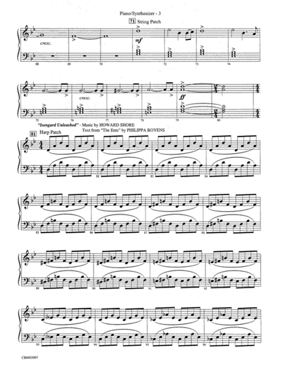 The Lord of the Rings: The Two Towers, Symphonic Suite from: Piano Accompaniment