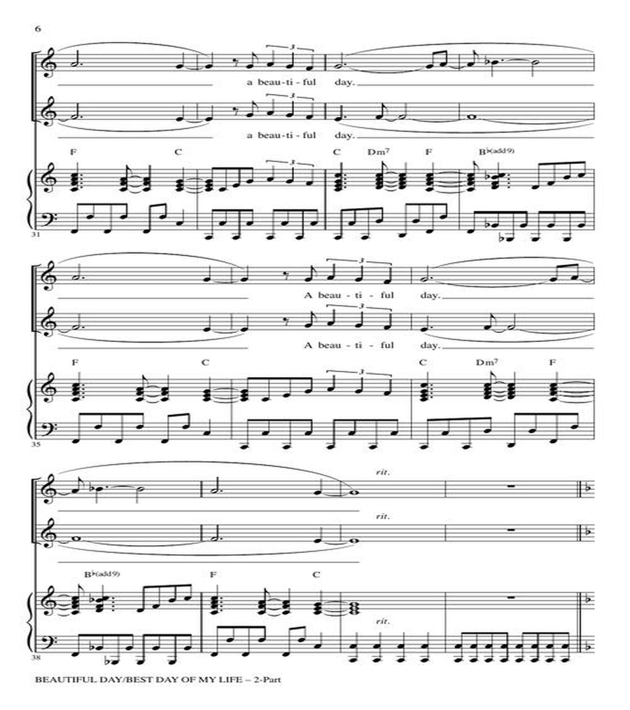 Beautiful Day/Best Day of My Life (Medley) 2-Part scores gallery preview page 4