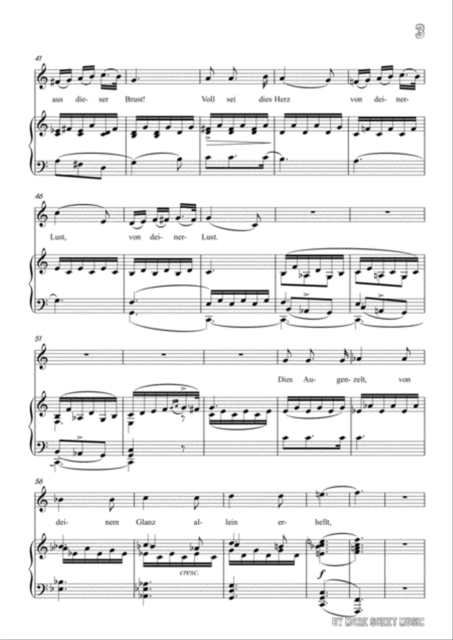 Schubert-Du bist die Ruh in C Major,for voice and piano Voice Solo scores gallery preview page 5