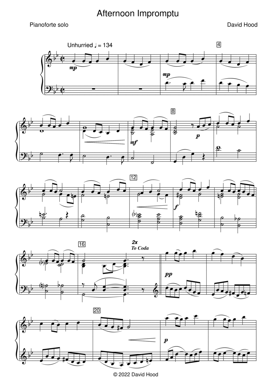 Afternoon Impromptu Piano Solo scores gallery preview page 1