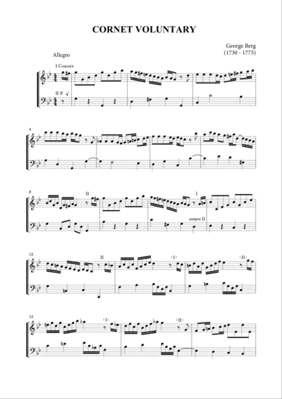 CORNET VOLUNTARY - G. Berg - For Organ Cornet scores gallery preview page 1