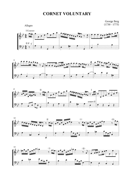 CORNET VOLUNTARY - G. Berg - For Organ by Renato Tagliabue Cornet - Digital Sheet Music