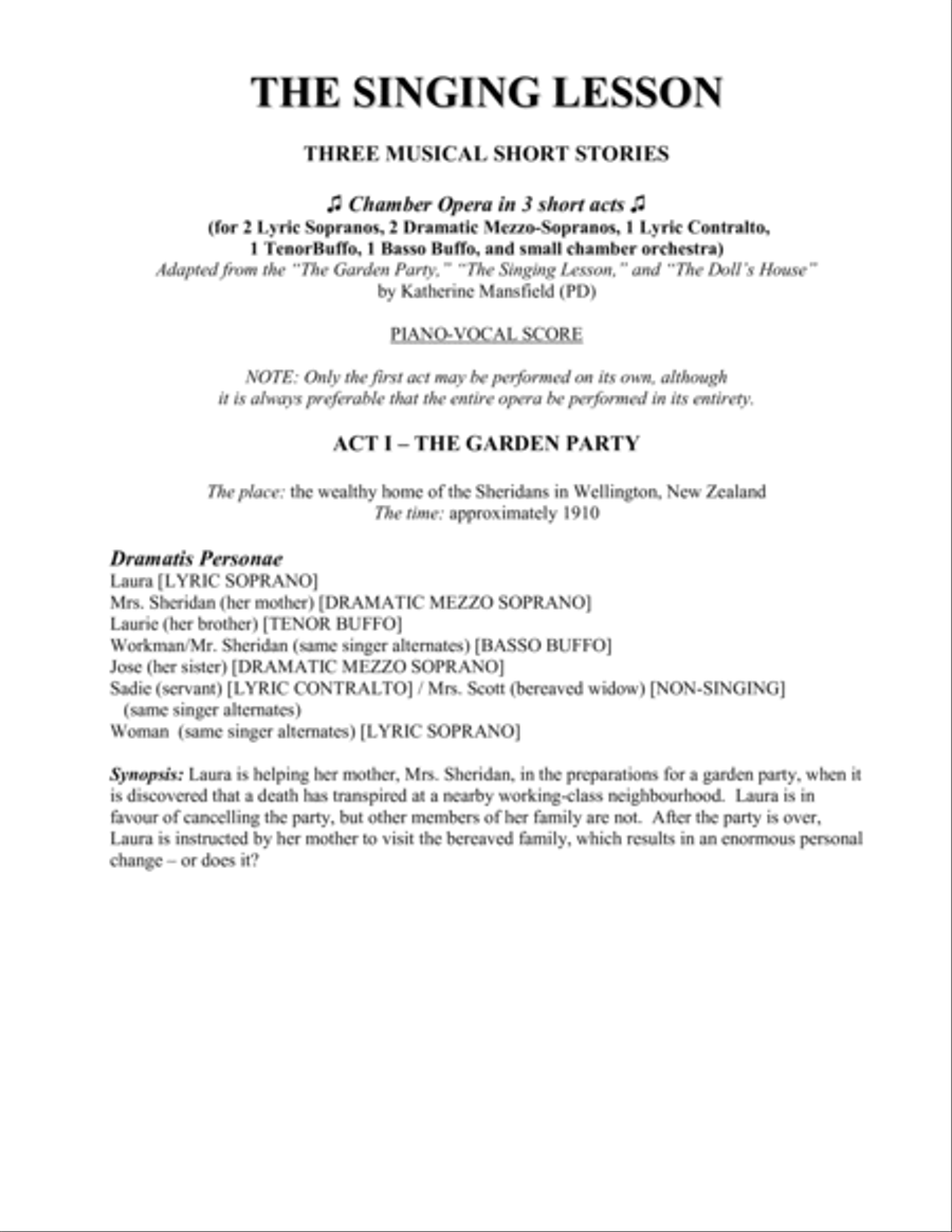 [Davidson] The Singing Lesson (Piano Reduction) Piano scores gallery preview page 3