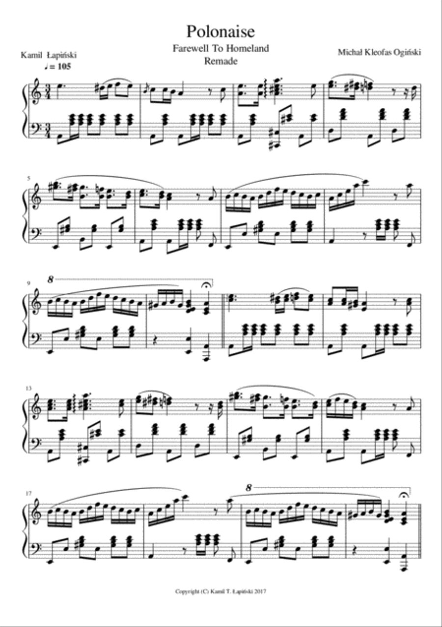 Polonaise Farewell To Homeland Remade Piano Solo scores gallery preview page 1