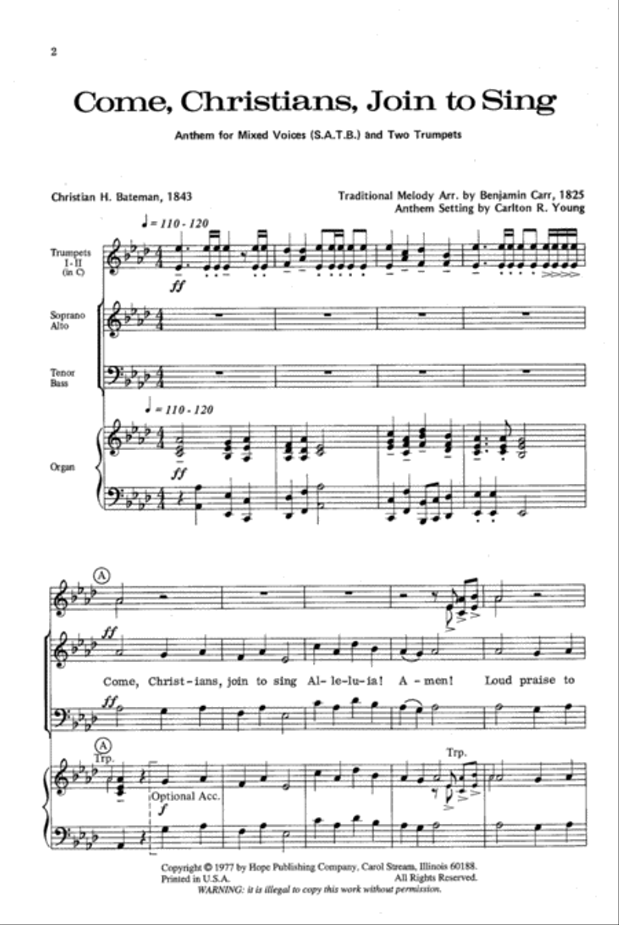Come, Christians, Join to Sing 4-Part scores gallery preview page 2