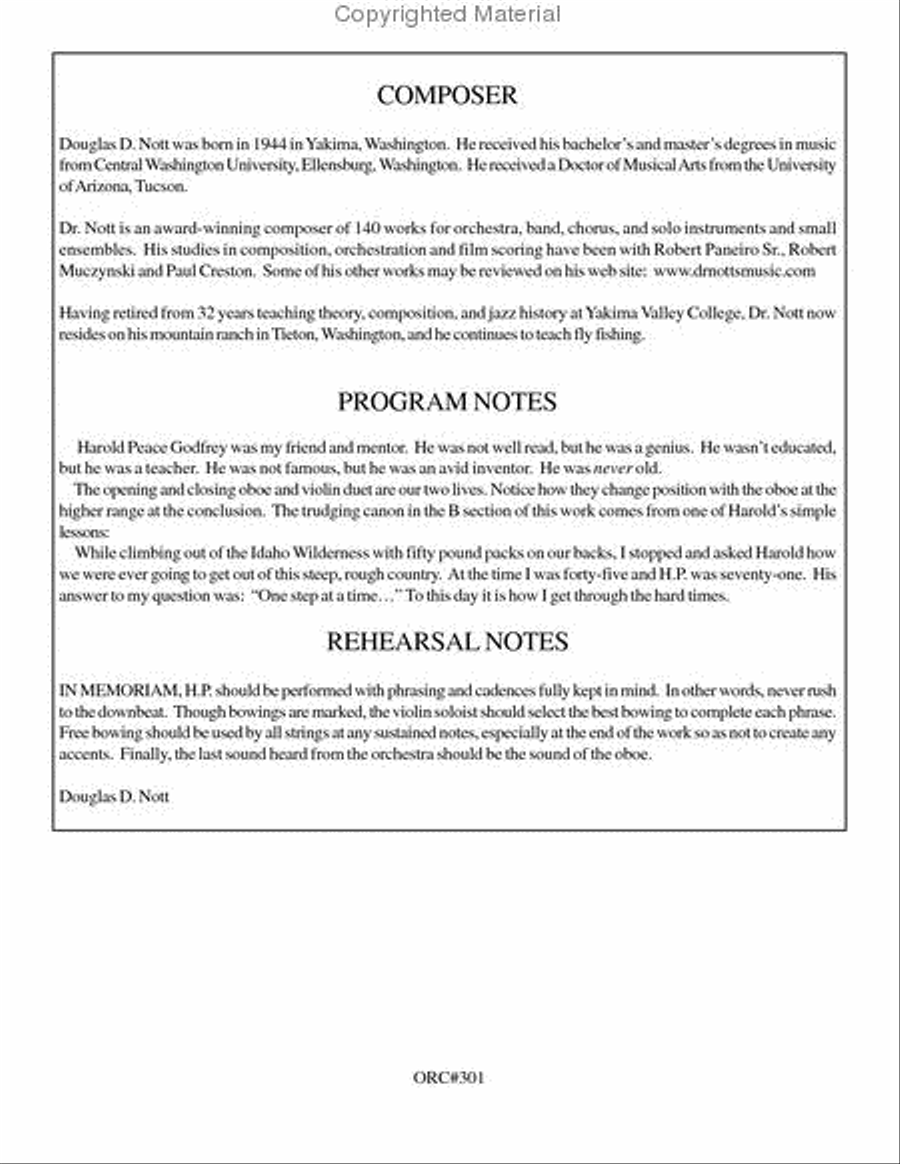 In Memorium, H.P. Orchestra scores gallery preview page 3
