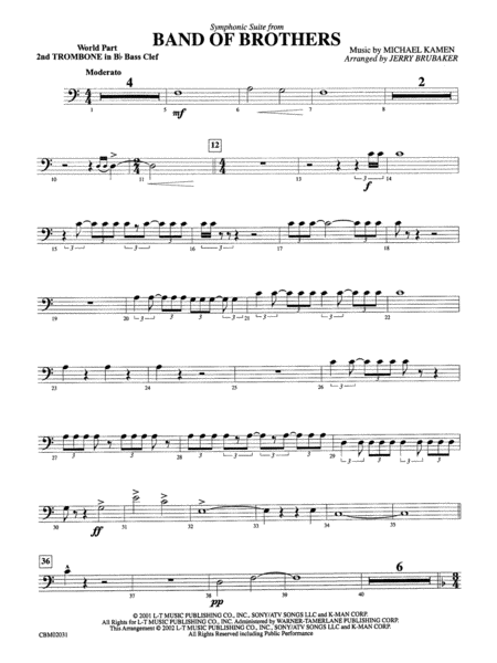 Band of Brothers, Symphonic Suite from: WP 2nd B-flat Trombone B.C.