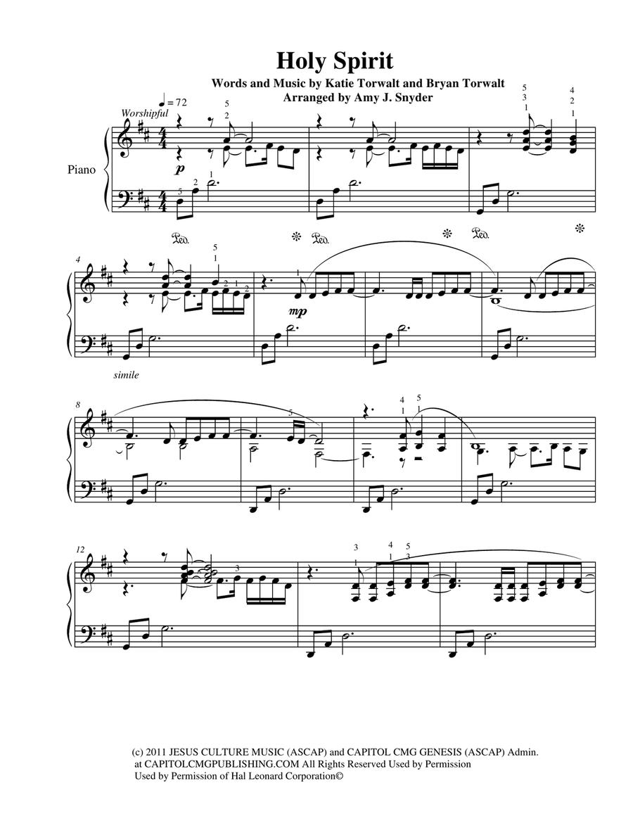 Holy Spirit Piano Solo scores gallery preview page 2