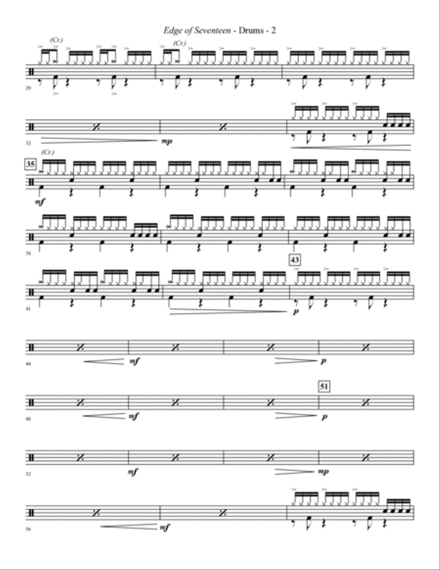 Edge Of Seventeen (arr. Paul Langford) - Drums Choir scores gallery preview page 2
