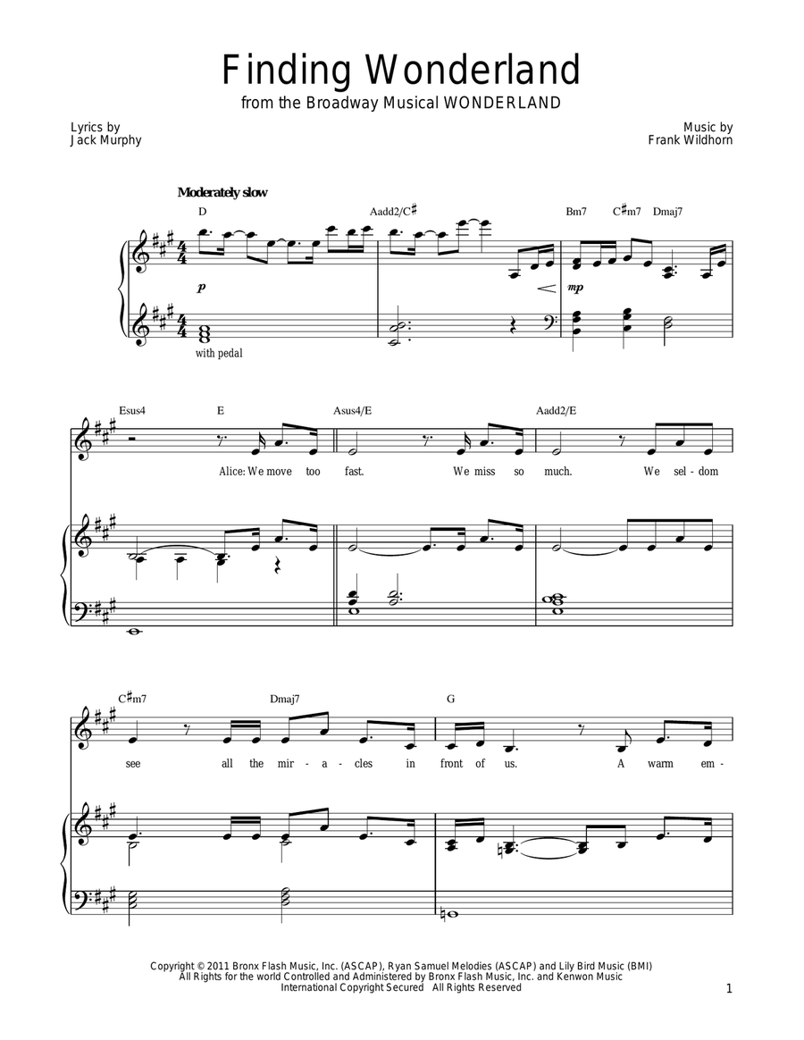 Finding Wonderland Finding Wonderland Piano, Vocal, Guitar scores gallery preview page 1