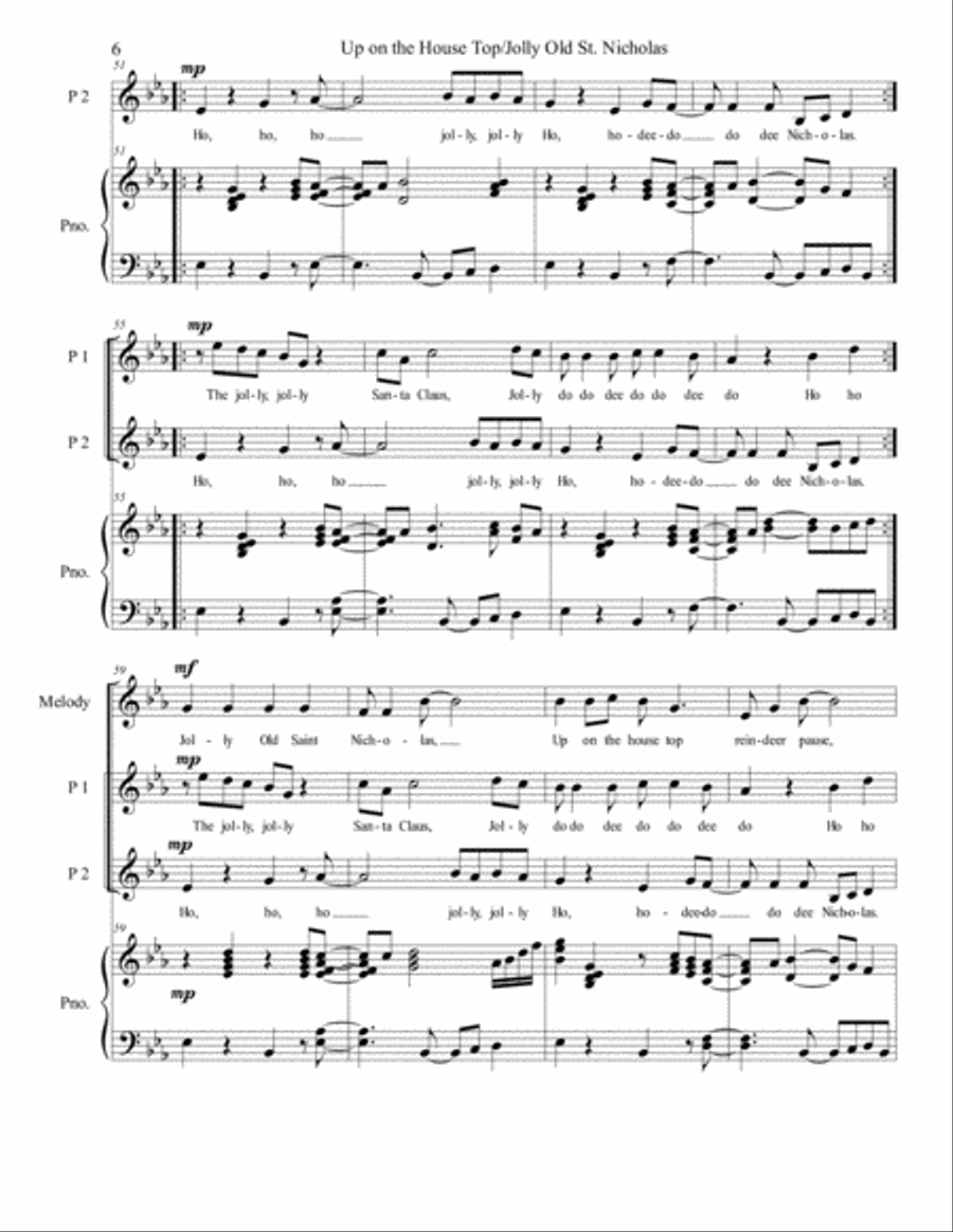 Up On the House Top/Jolly Old St. Nicholas - Two-Part chorus SA scores gallery preview page 6