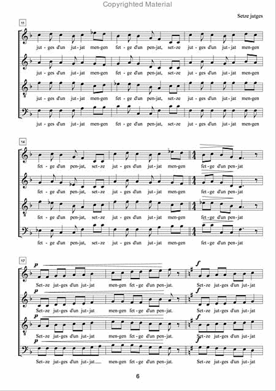 Setze Jutges for Mixed Choir (SATB) 4-Part scores gallery preview page 4