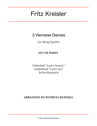 Book cover for Kreisler: 3 Viennese Dances, arr. for string quartet