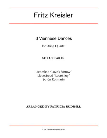 Kreisler: 3 Viennese Dances, arr. for string quartet image number null