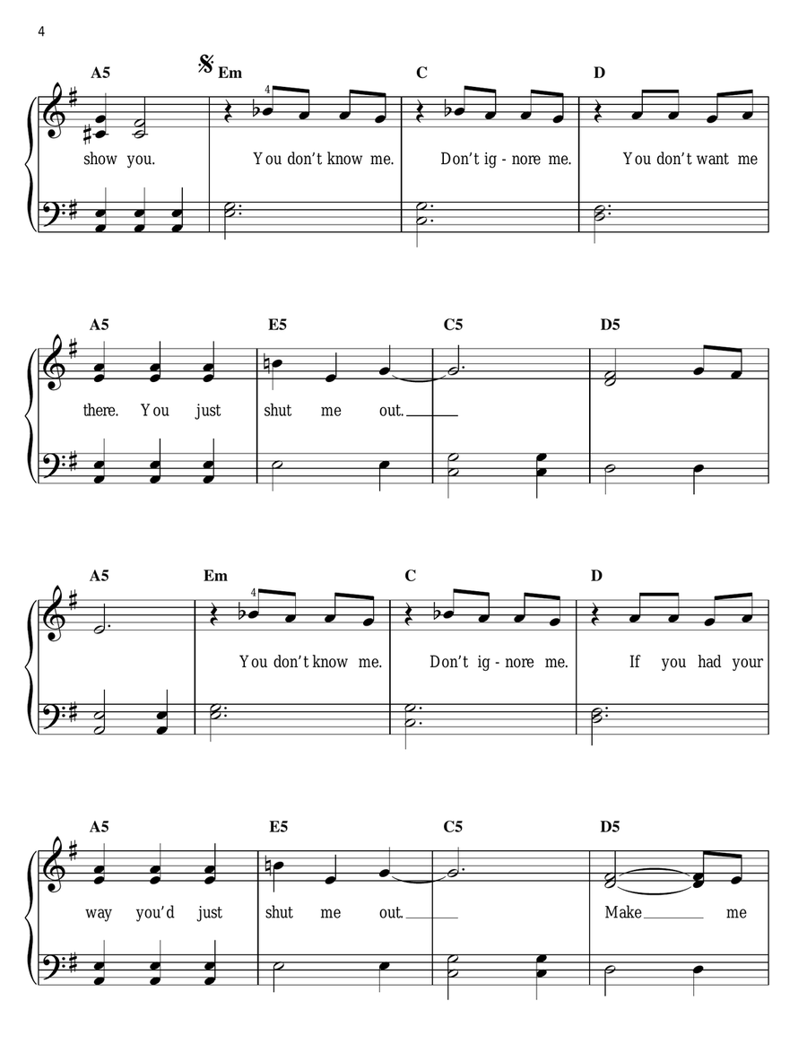 Unwanted Easy Piano scores gallery preview page 4