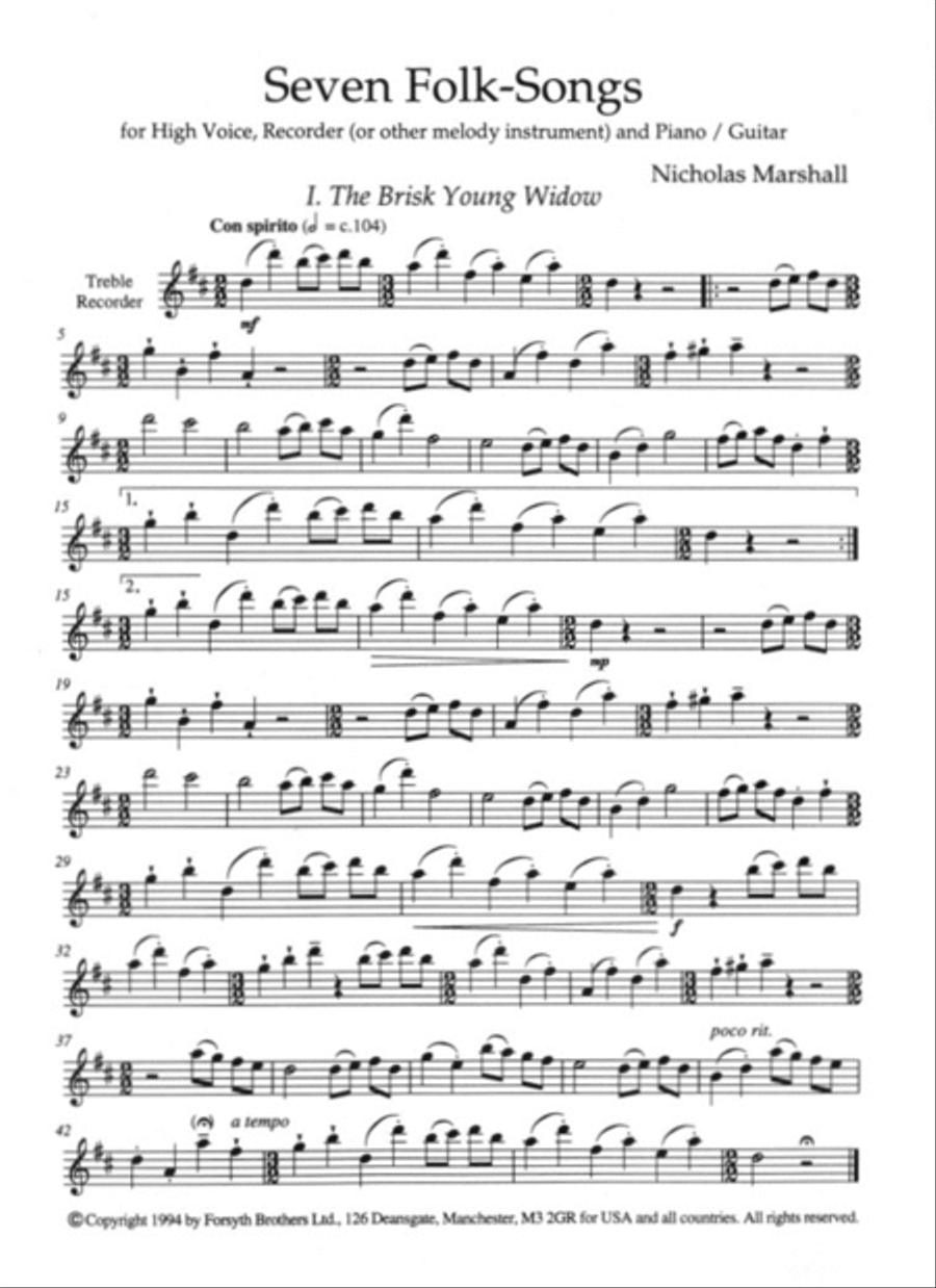 Seven Folk Songs Piano, Vocal, Guitar scores gallery preview page 3