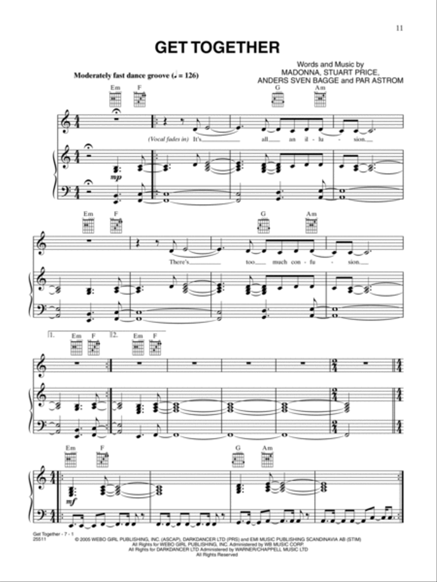 Get Together Piano, Vocal, Guitar scores gallery preview page 1