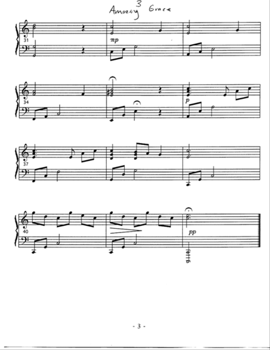 Amazing Grace EZ Piano/Organ Duet Amazing Grace EZ Piano/Organ Duet Piano scores gallery preview page 3