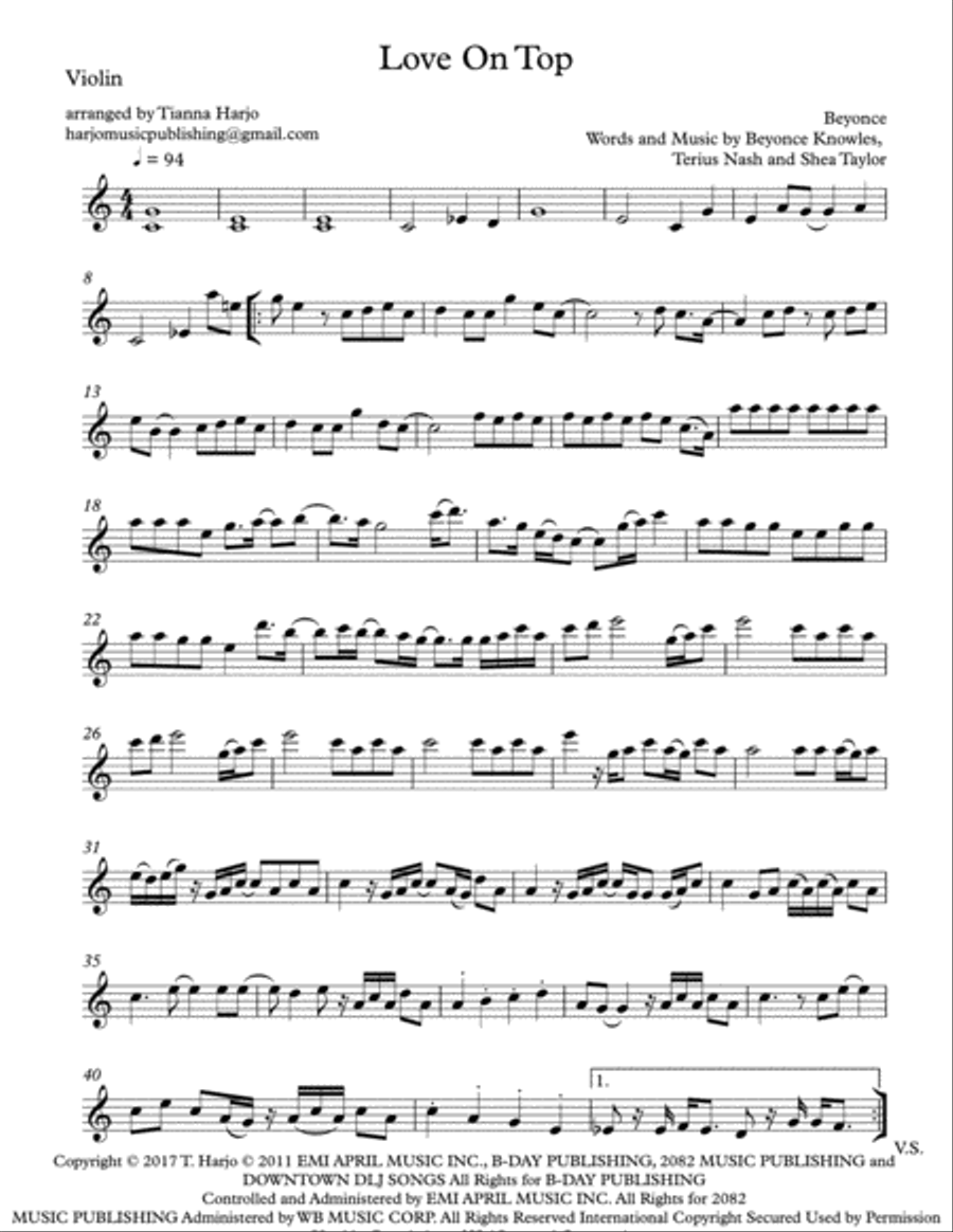 Love On Top String Trio scores gallery preview page 1