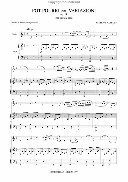 Pot-pourri with Variations Op. 14 for Flute and Harp