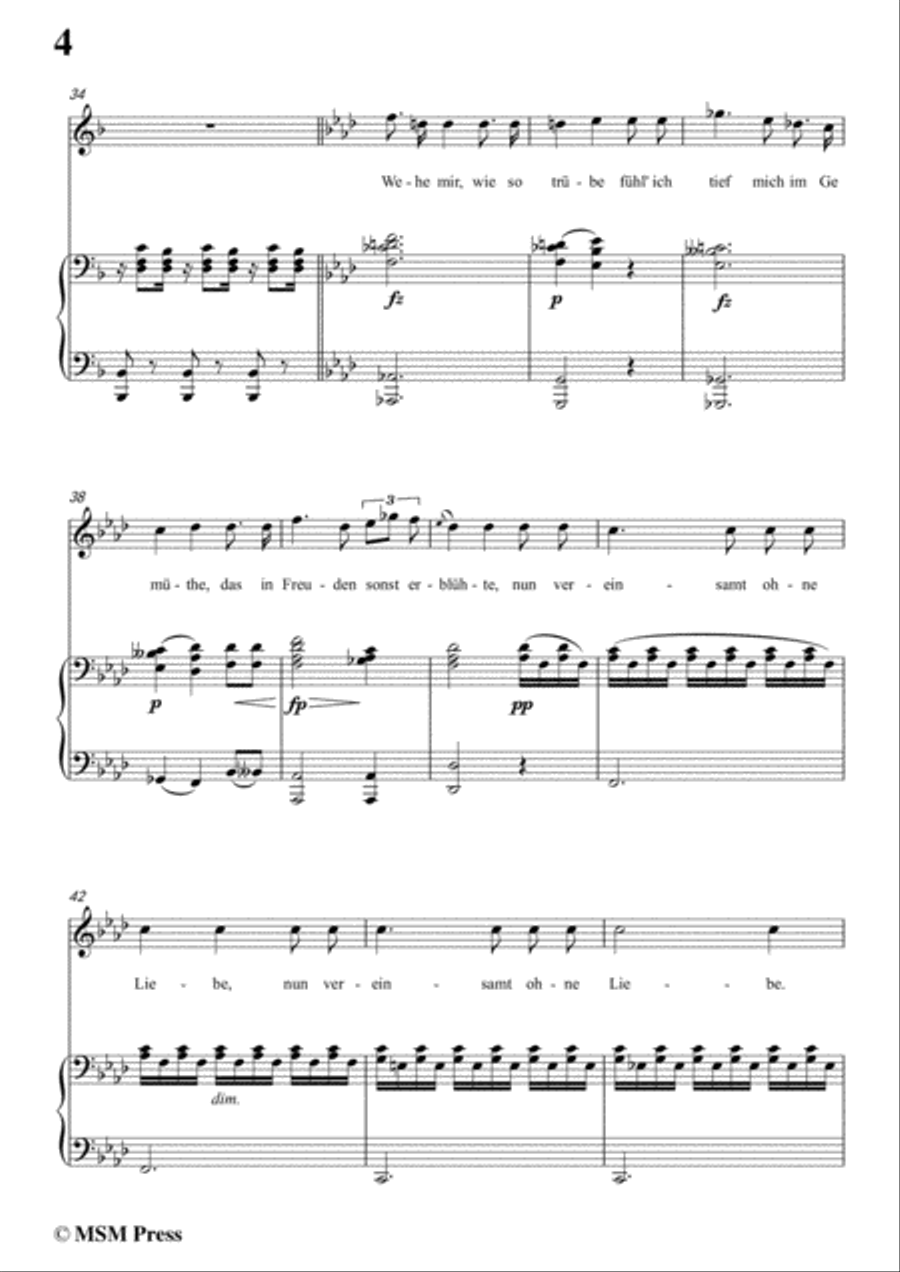 Schubert-Licht und Liebe ( Light and Love),D.352,in A flat Major,for Voice&Piano Voice scores gallery preview page 6
