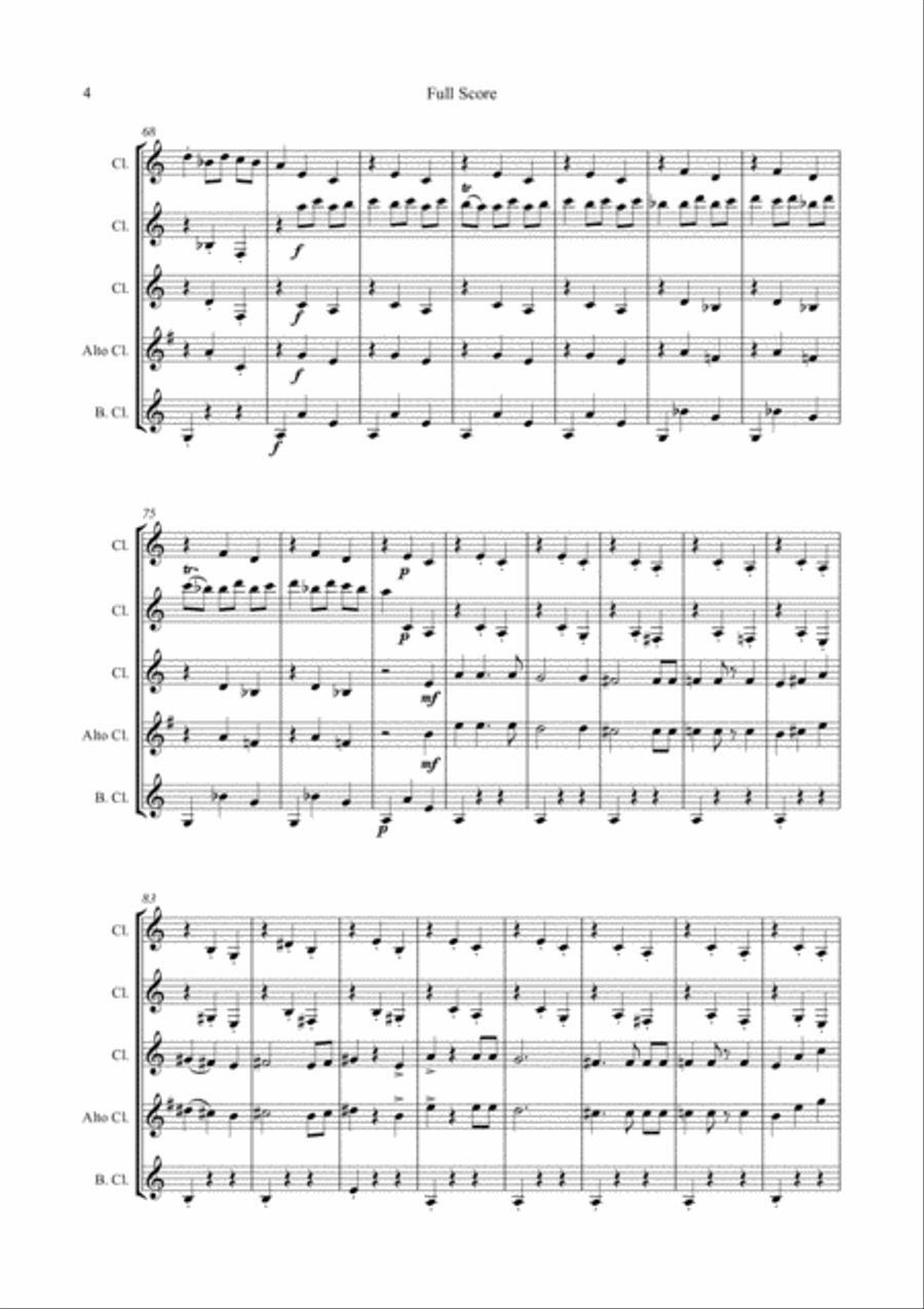Danse Macabre for Clarinet Quartet Clarinet Quartet scores gallery preview page 5