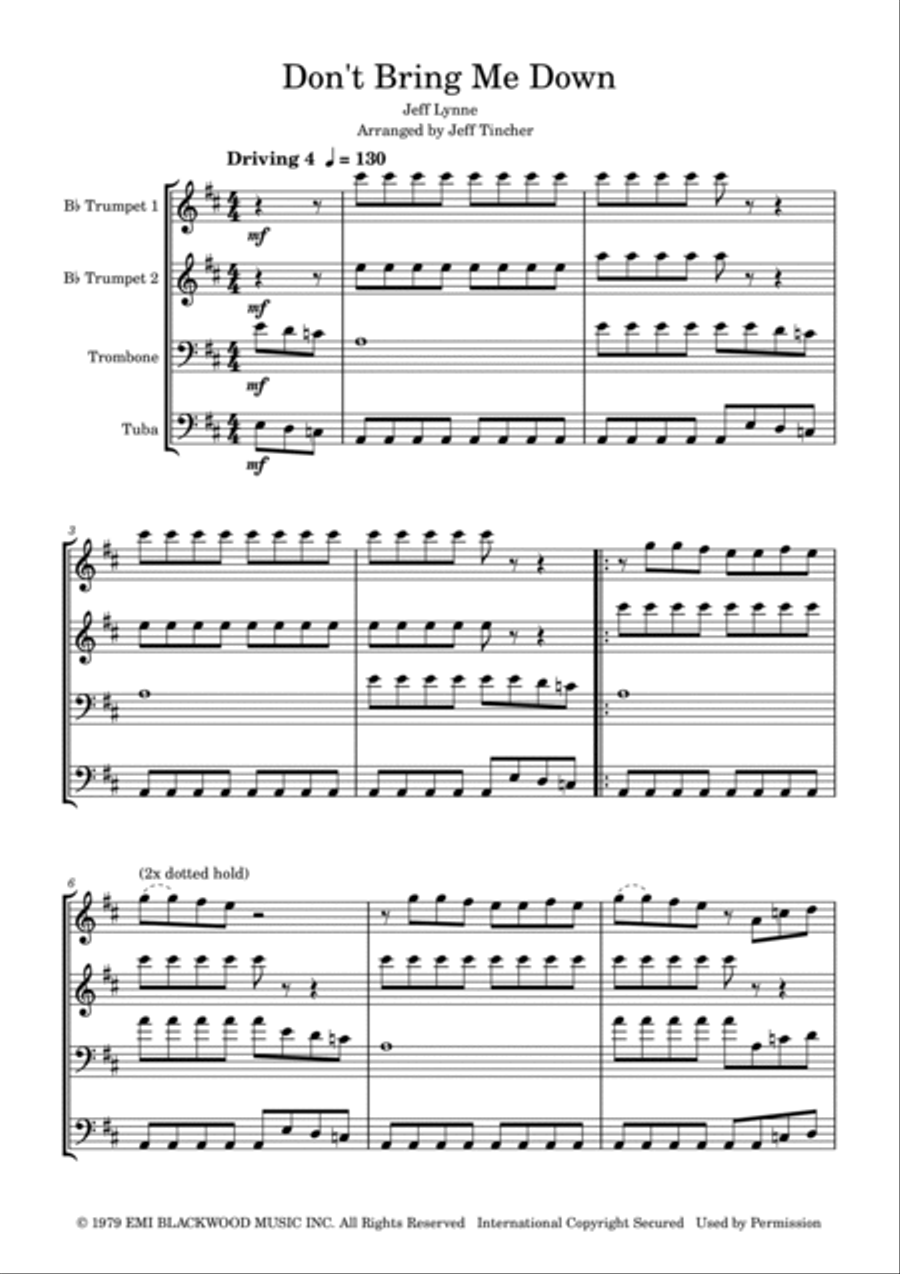 Don't Bring Me Down Brass Ensemble scores gallery preview page 2